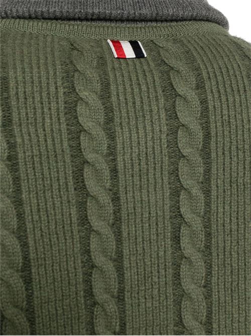 Maglia a trecce in misto lana vergine verde THOM BROWNE | MKJ119BY1019322